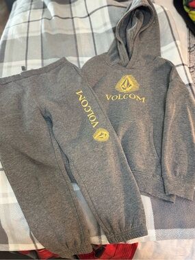 Volcom Kids Gray Sweatshirt & Joggers with Yellow Logo